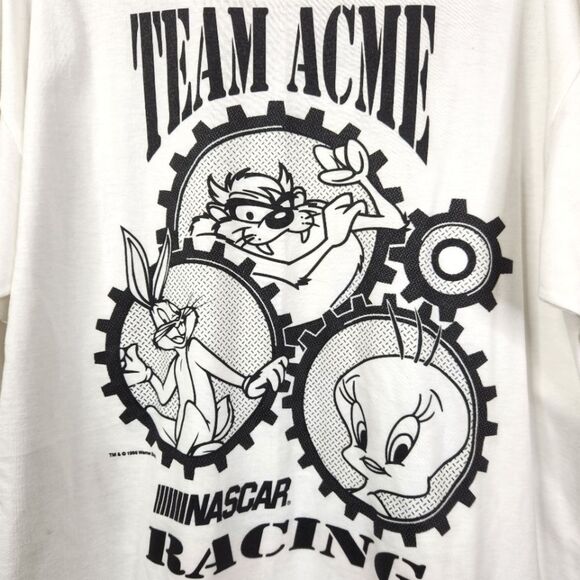 Vintage 96-97 NASCAR Looney Tunes Team Acme Tweety Bird Double Sided Tee XL - Picture 4 of 9